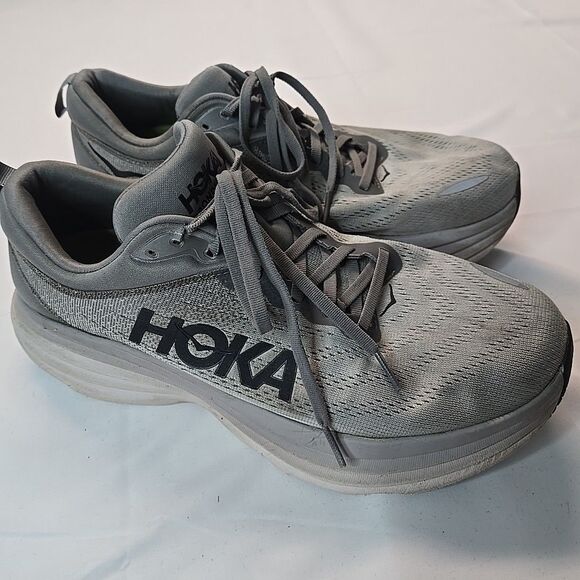 Hoka Bondi 8 Mens 10 2e Wide Running Shoes Gray Casual Athletic Streetwear main image 6